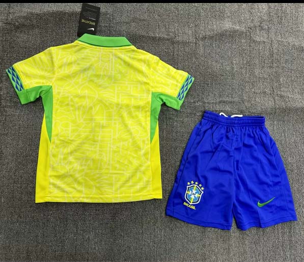 2024 Brazil Home Football Shirt Kids Size Suit-mysite Custom Football Kit- Nextkits