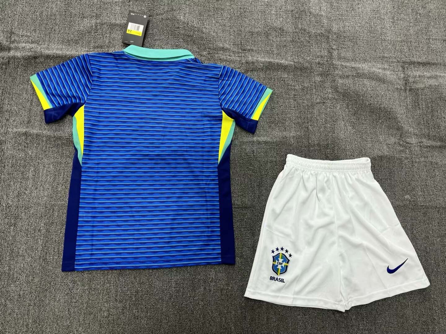 2024 Brazil Away Football Shirt Kids Size Suit-mysite Custom Football Kit- Nextkits