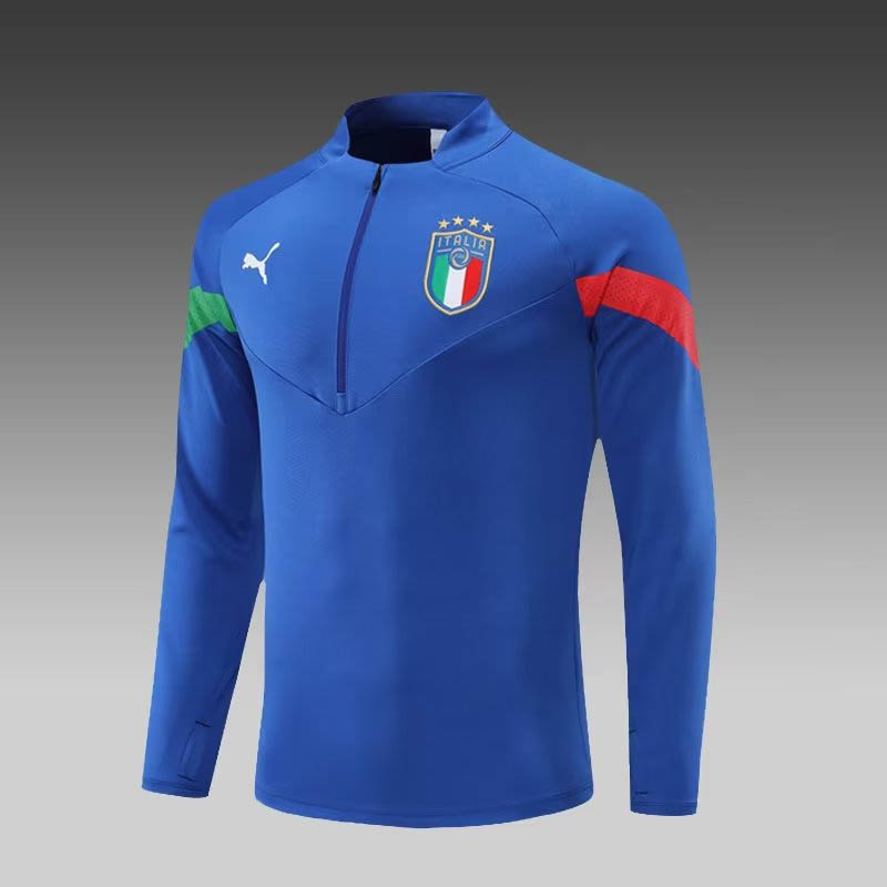 2022 Italy Half-Pull Training Suit Blue Soccer Shirt Set-mysite Custom Football Kit- Nextkits
