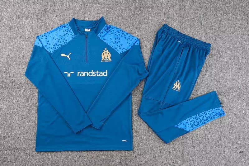 2023/2024 Olympique de Marseille Half-Pull Training Suit Blue Football Jersey Set-mysite Custom Football Kit- Nextkits