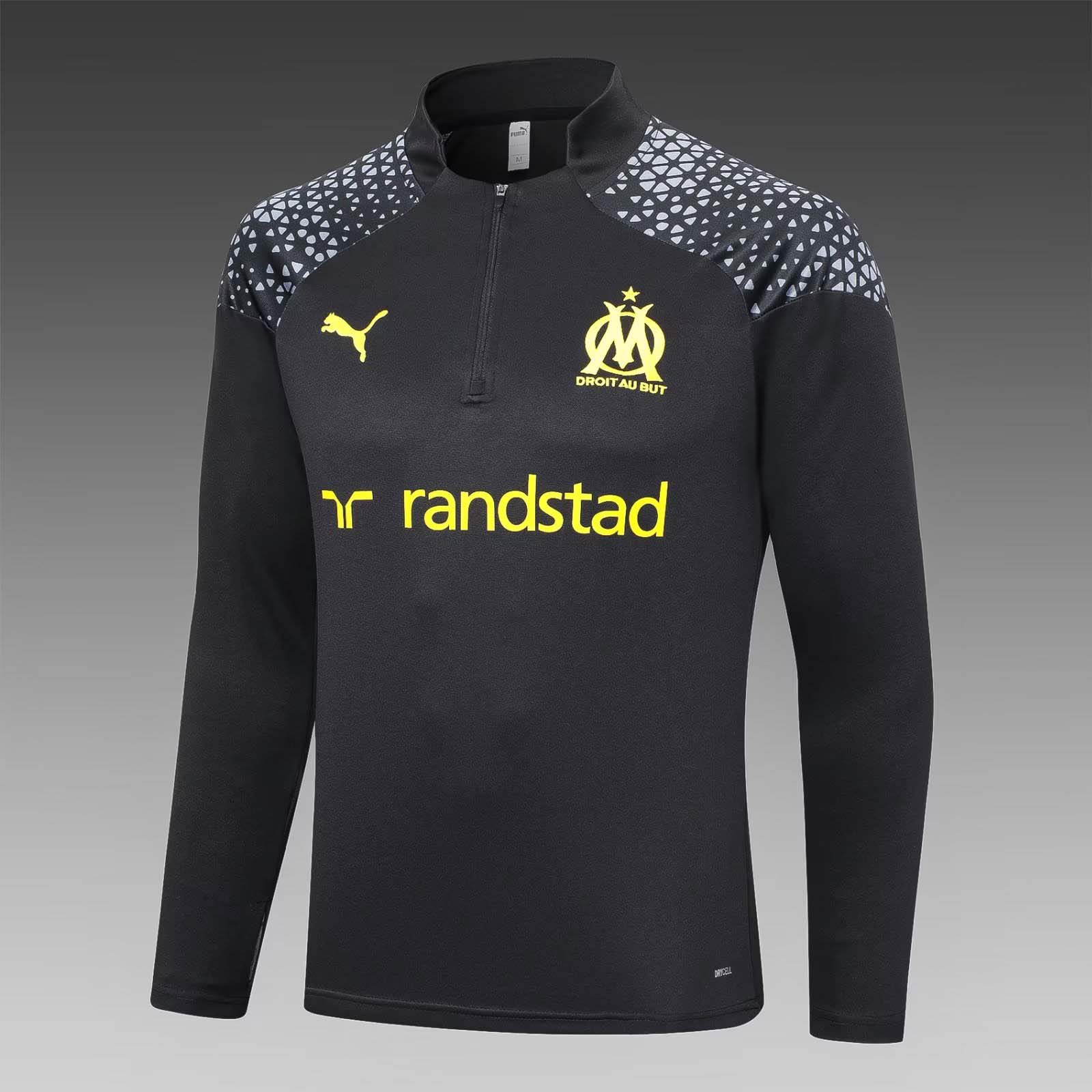 2023/2024 Olympique de Marseille Half-Pull Training Suit Black Football Jersey Set-mysite Custom Football Kit- Nextkits