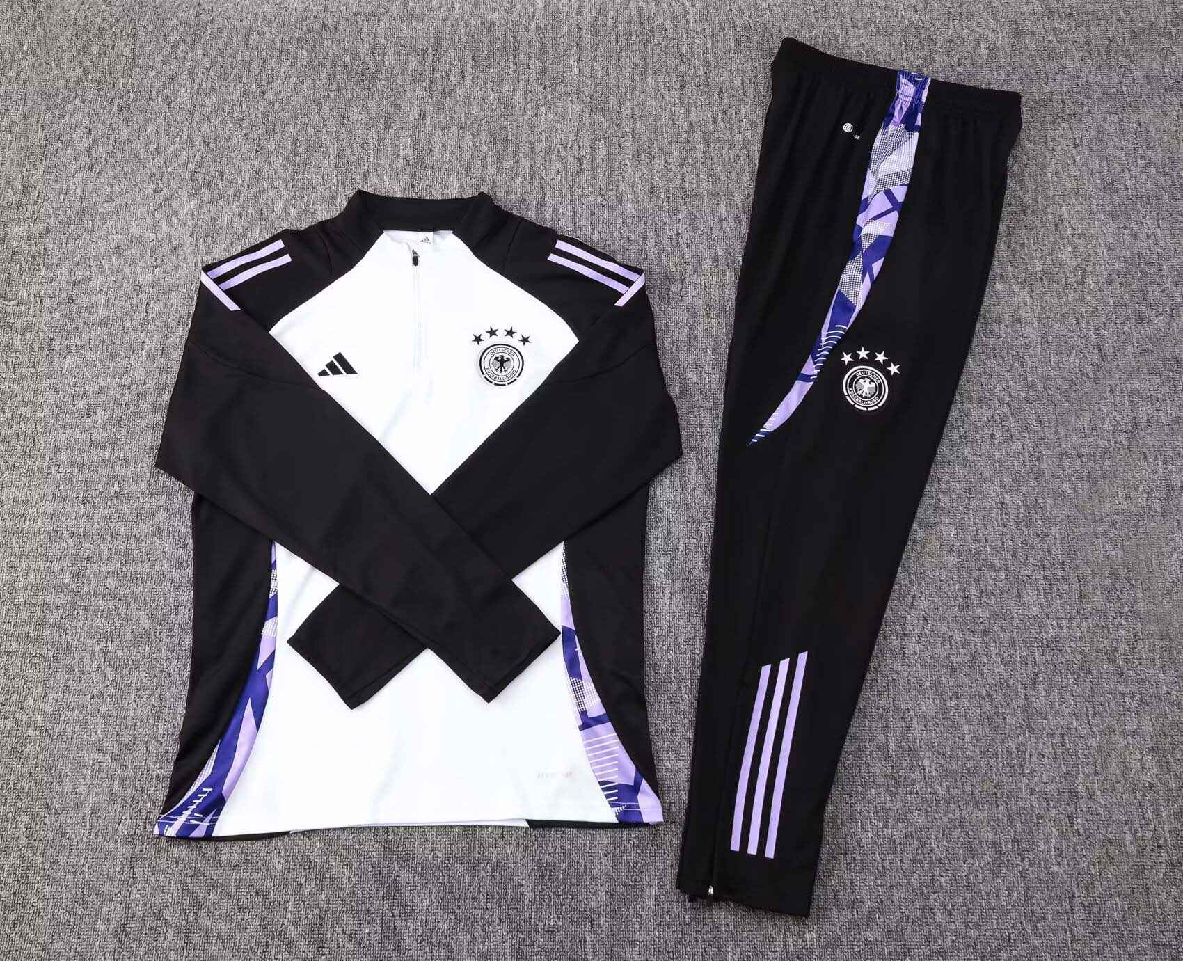 2024 Germany Half-Pull Training Suit White Jersey Set-mysite Custom Football Kit- Nextkits