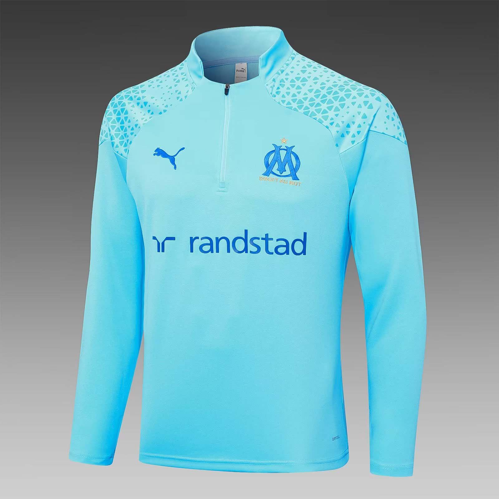 2023/2024 Olympique de Marseille Half-Pull Training Suit Light blue Football Jersey Set-mysite Custom Football Kit- Nextkits