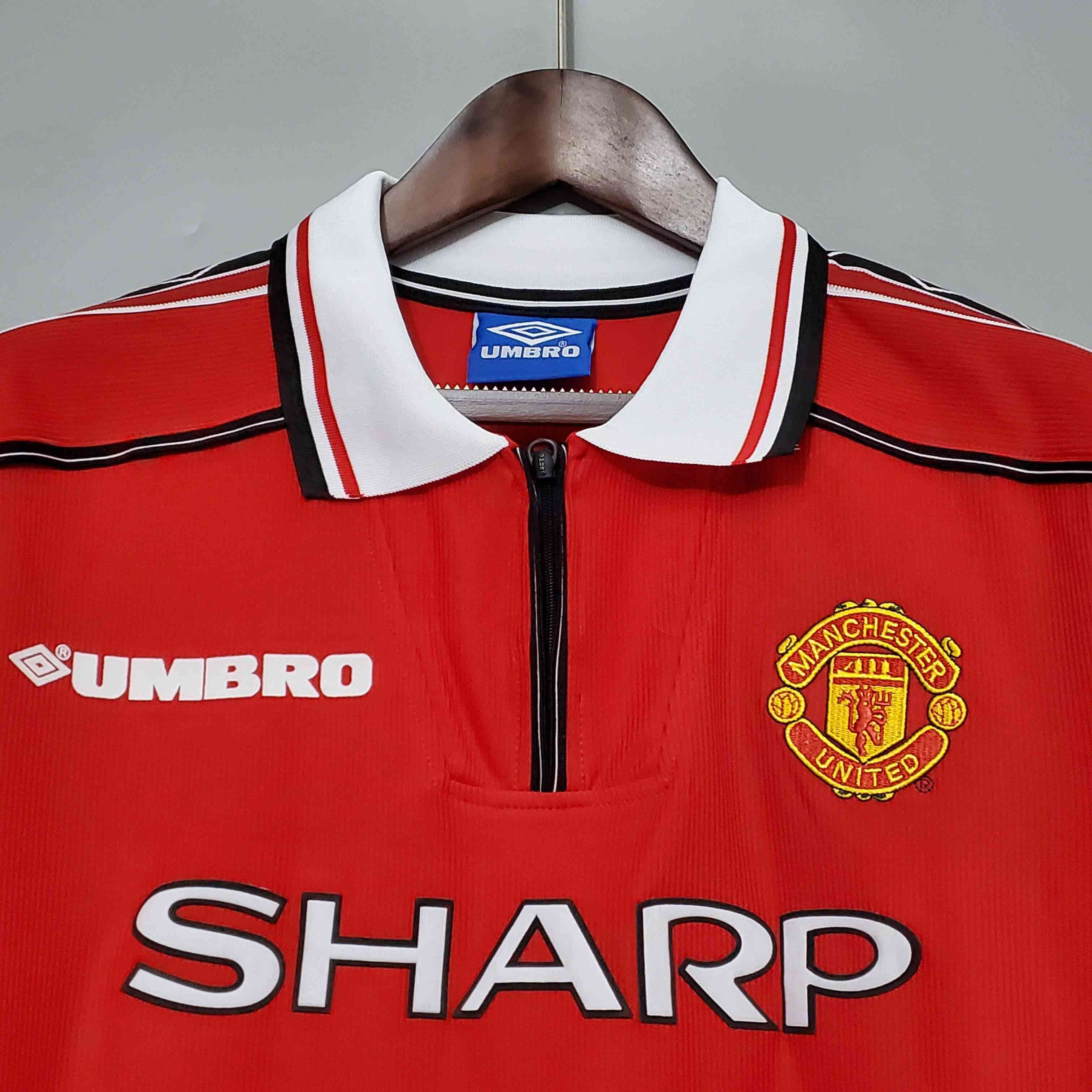 1998-1999 Retro Long Sleeve Manchester United Home Football Shirt-mysite Custom Football Kit- Nextkits