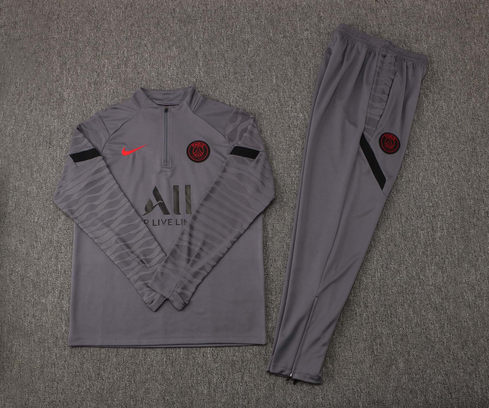 2021/2022 Psg Paris Saint-Germain Half-Pull Training Suit Gray Set-mysite Custom Football Kit- Nextkits