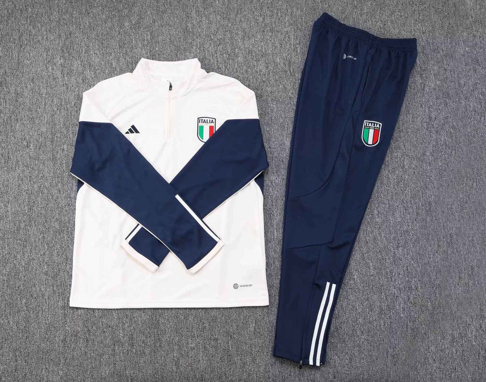 2023 Italy Half-Pull Training Suit Off-White Soccer Shirt Set-mysite Custom Football Kit- Nextkits