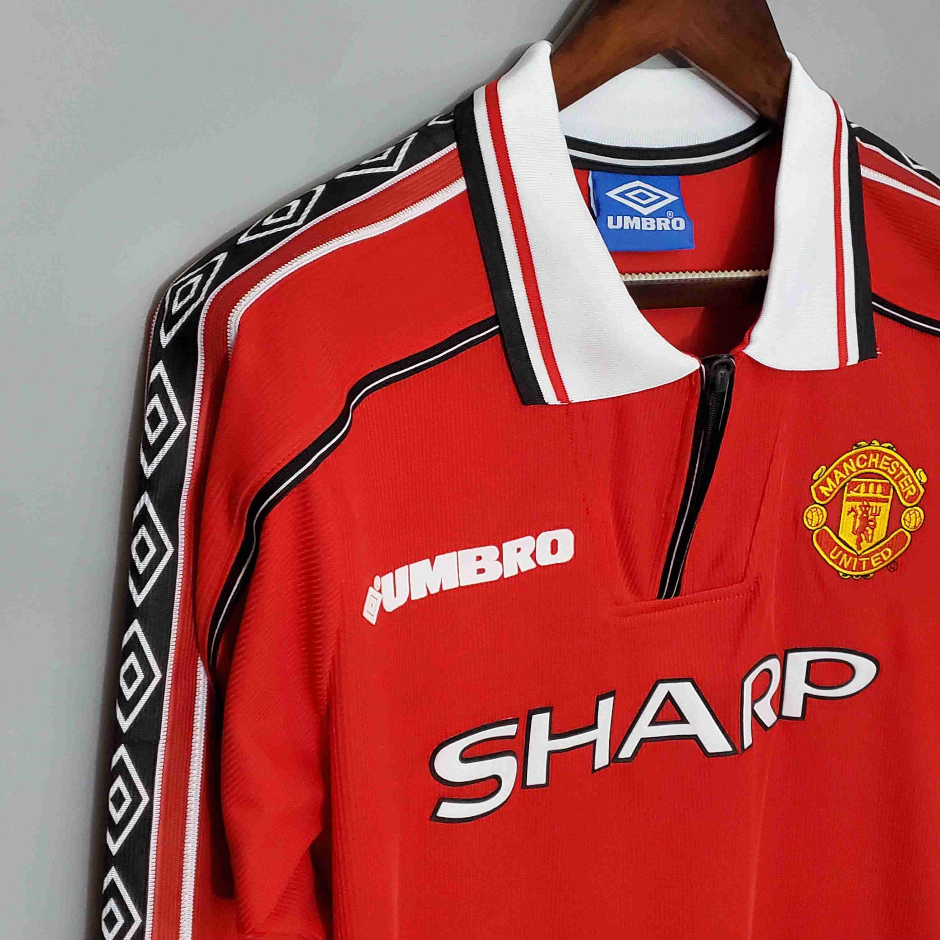 1998-1999 Retro Long Sleeve Manchester United Home Football Shirt-mysite Custom Football Kit- Nextkits