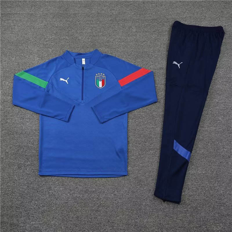 2022 Italy Half-Pull Training Suit Blue Soccer Shirt Set-mysite Custom Football Kit- Nextkits