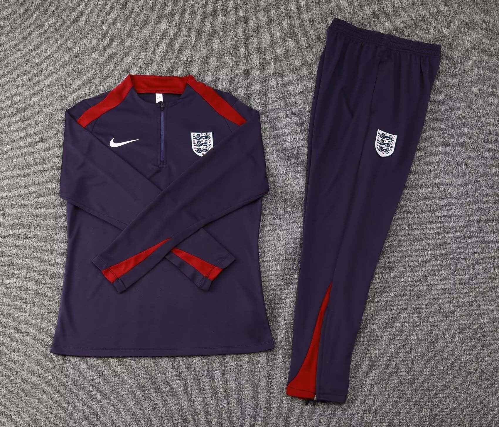 2024 England Half-Pull Training Suit Purple Soccer Jersey Set-mysite Custom Football Kit- Nextkits