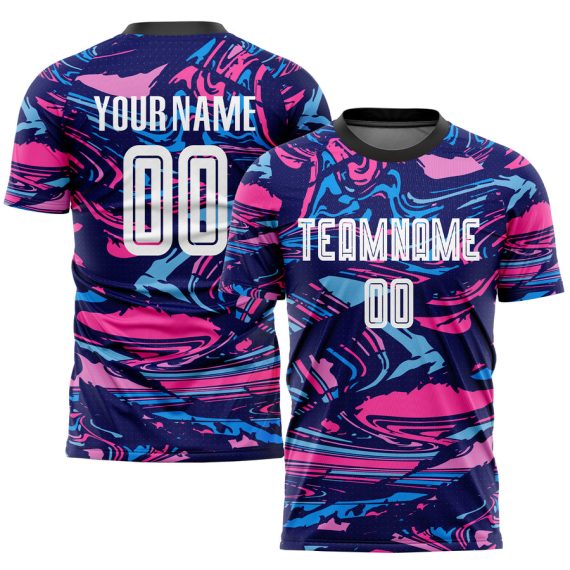 Custom White Navy-Old Gold Sublimation Split Fashion Soccer Uniform Jersey