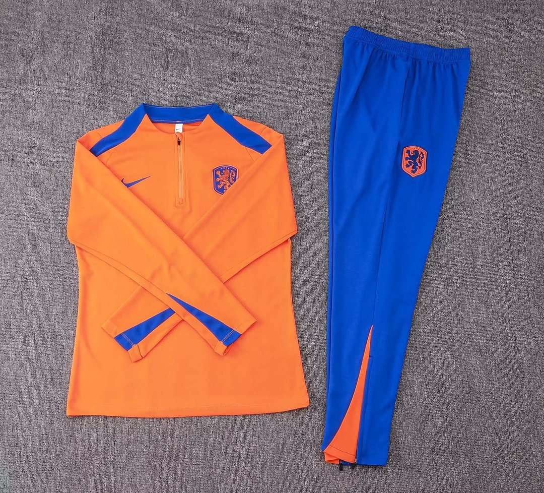 2024 Netherlands Half-Pull Training Suit Orange Football Shirt Set-mysite Custom Football Kit- Nextkits