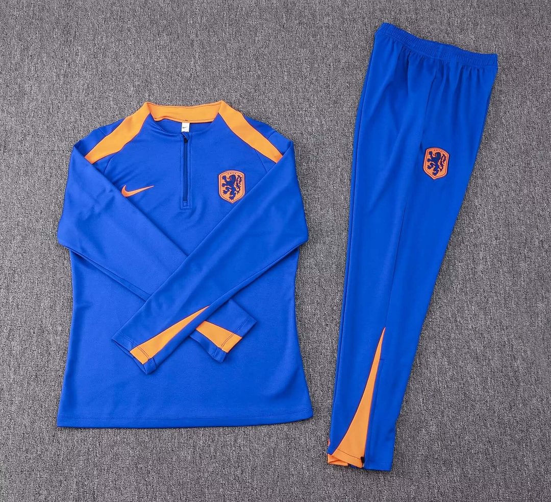 2024 Netherlands Half-Pull Training Suit Colorful Blue Football Shirt Set-mysite Custom Football Kit- Nextkits