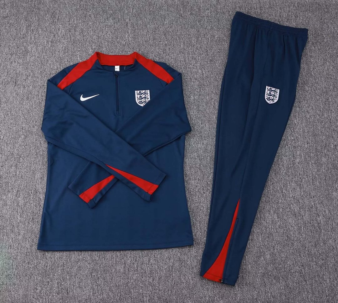 2024 England Half-Pull Training Suit Royal blue Soccer Jersey Set-mysite Custom Football Kit- Nextkits
