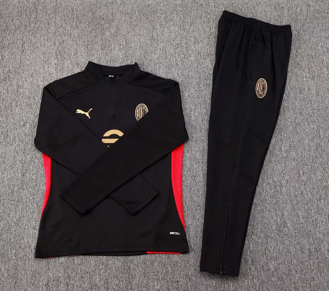 24/25 AC Milan Half-Pull Training Suit Black Soccer Jersey Set-mysite Custom Football Kit- Nextkits