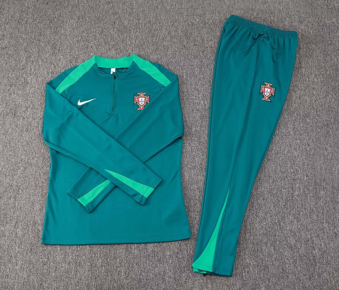2024 Portugal Half-Pull Training Suit Blackish green Football Shirt Set-mysite Custom Football Kit- Nextkits