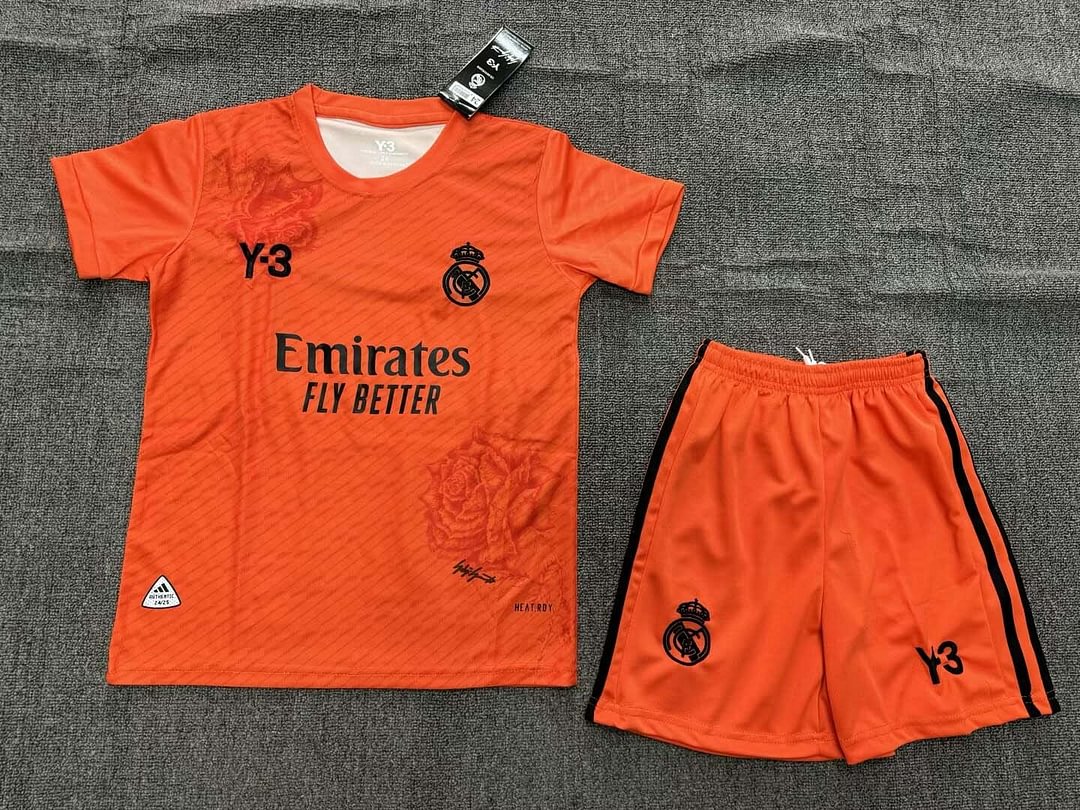 24/25 Real Madrid Y-3 Special Edition Orange Football Shirt Kids Size Suit-mysite Custom Football Kit- Nextkits