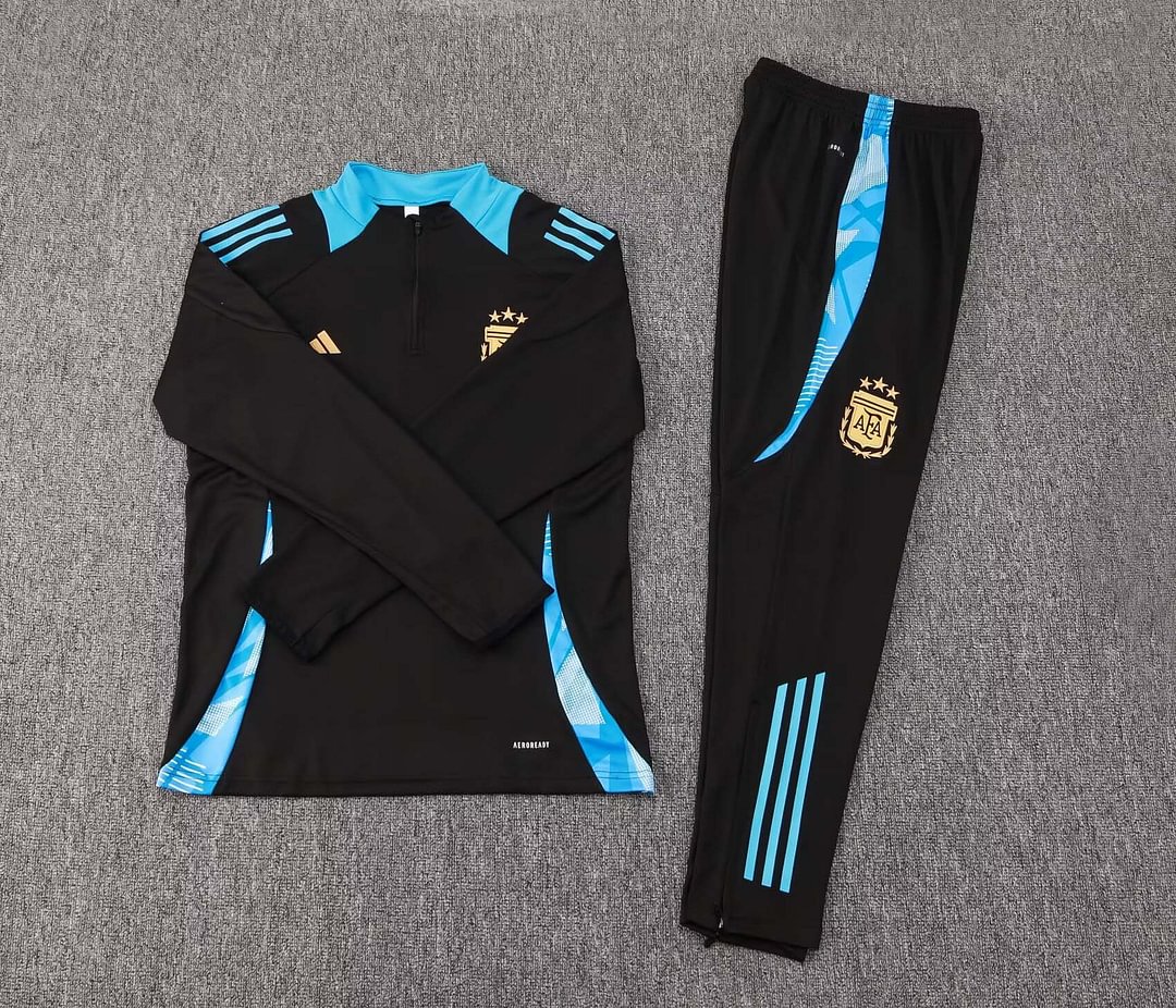 2024 Argentina Half-Pull Training Suit Black Football Shirt Set-mysite Custom Football Kit- Nextkits