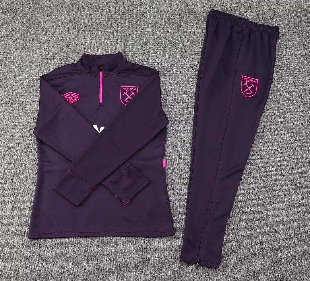 24/25 West Ham United Half-Pull Training Suit Purple Football Shirt Set-mysite Custom Football Kit- Nextkits