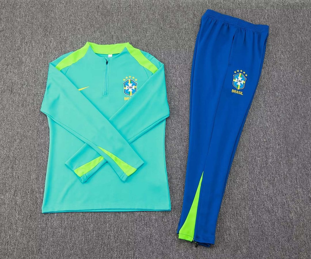 2024 Brazil Half-Pull Training Suit Light green Football Shirt Set-mysite Custom Football Kit- Nextkits