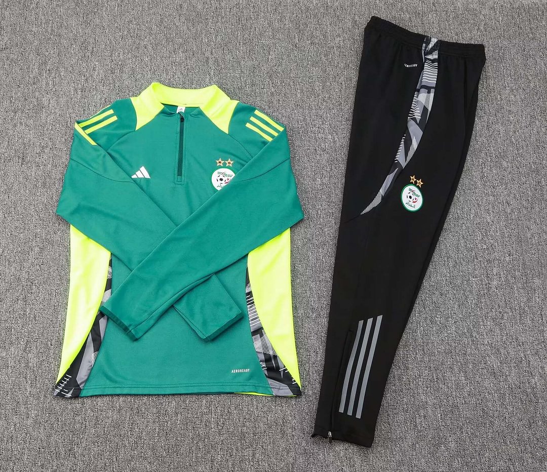 2024 Algeria National Team Half-Pull Training Suit Dark green Shirt Set-mysite Custom Football Kit- Nextkits
