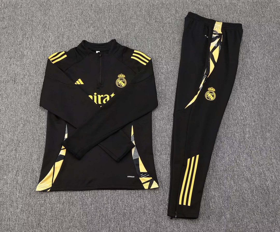 24/25 Real Madrid Half-Pull Training Suit Black Football Shirt Set-mysite Custom Football Kit- Nextkits