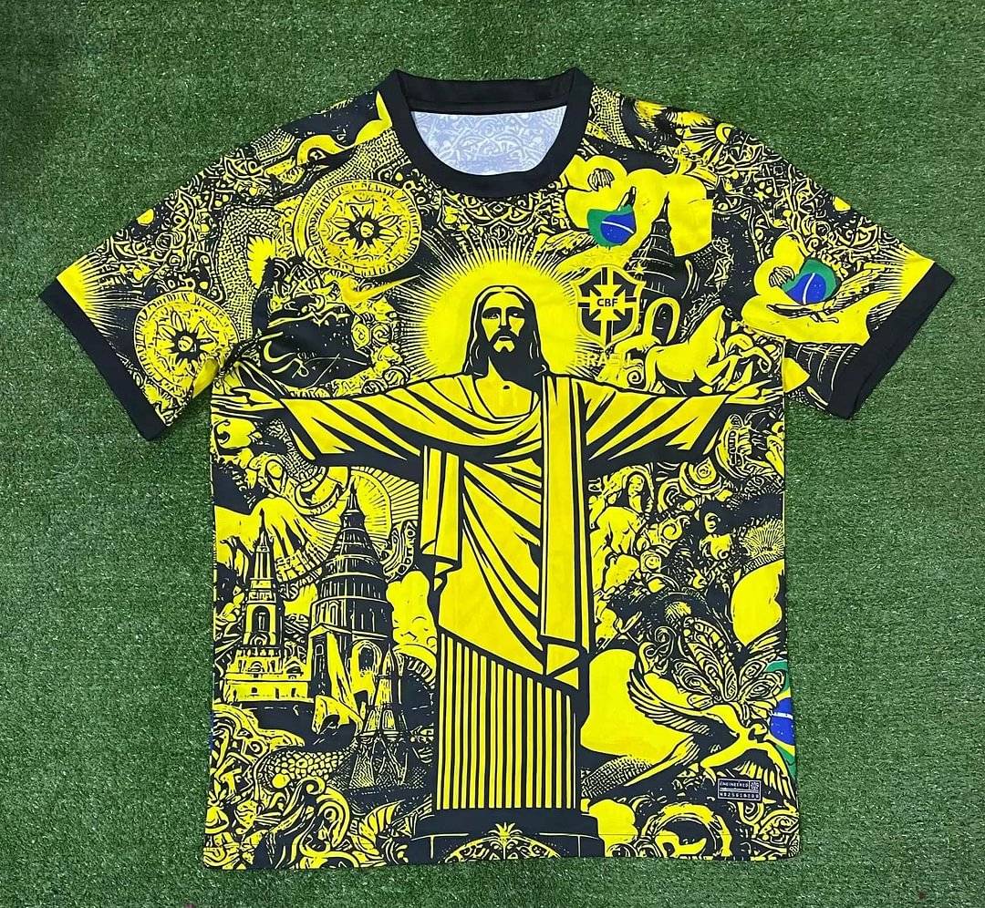 2024 Brazil Special Edition Jesus Yellow Gray Soccer Jersey-mysite Custom Football Kit- Nextkits