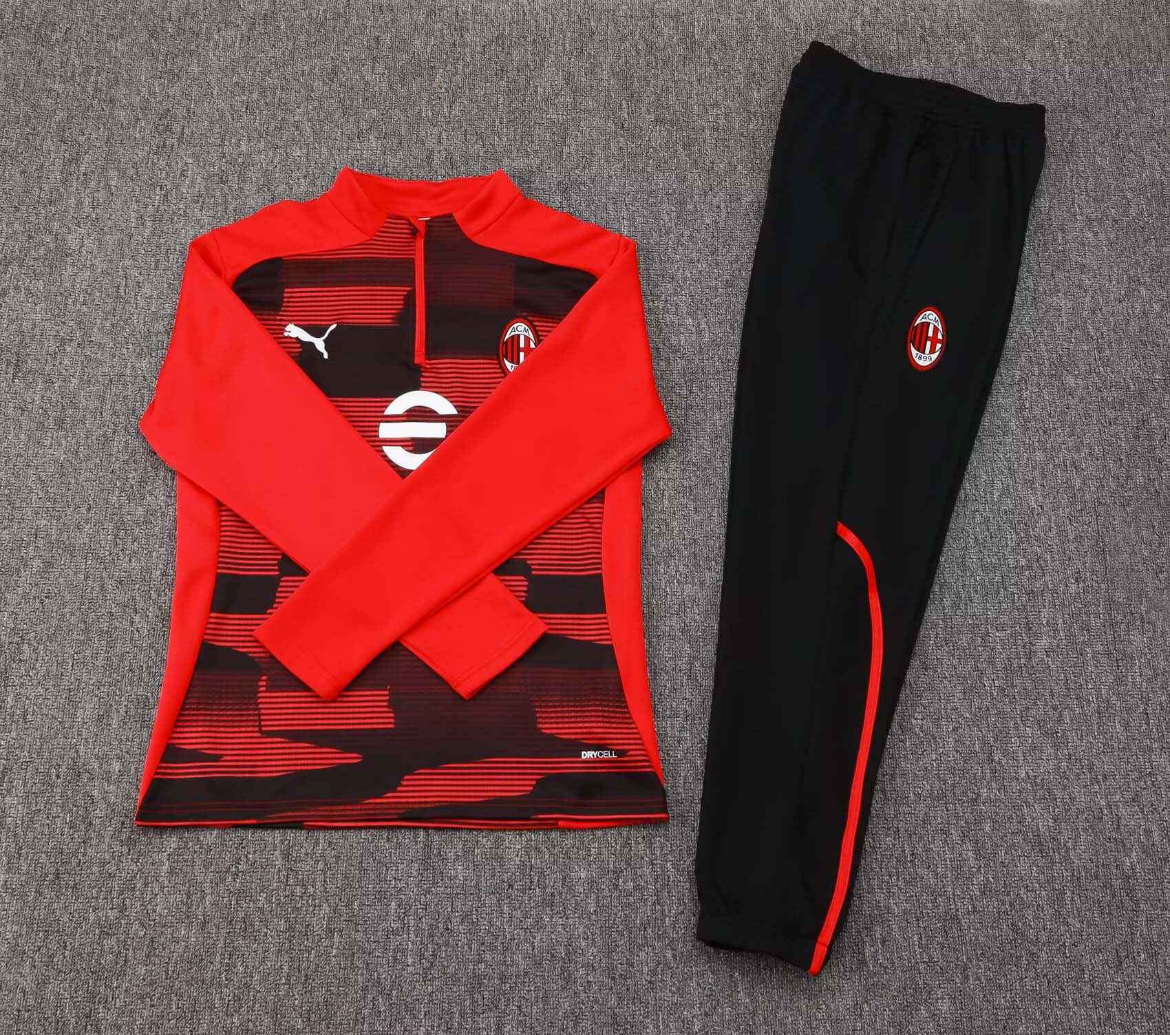 24/25 AC Milan Half-Pull Training Suit Red Black Football Shirt Set-mysite Custom Football Kit- Nextkits