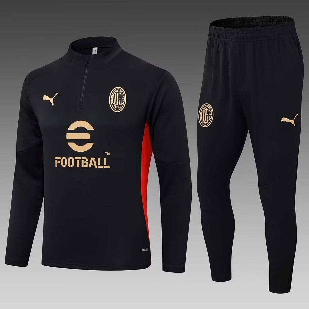 24/25 AC Milan Half-Pull Training Suit Black Soccer Jersey Set-mysite Custom Football Kit- Nextkits