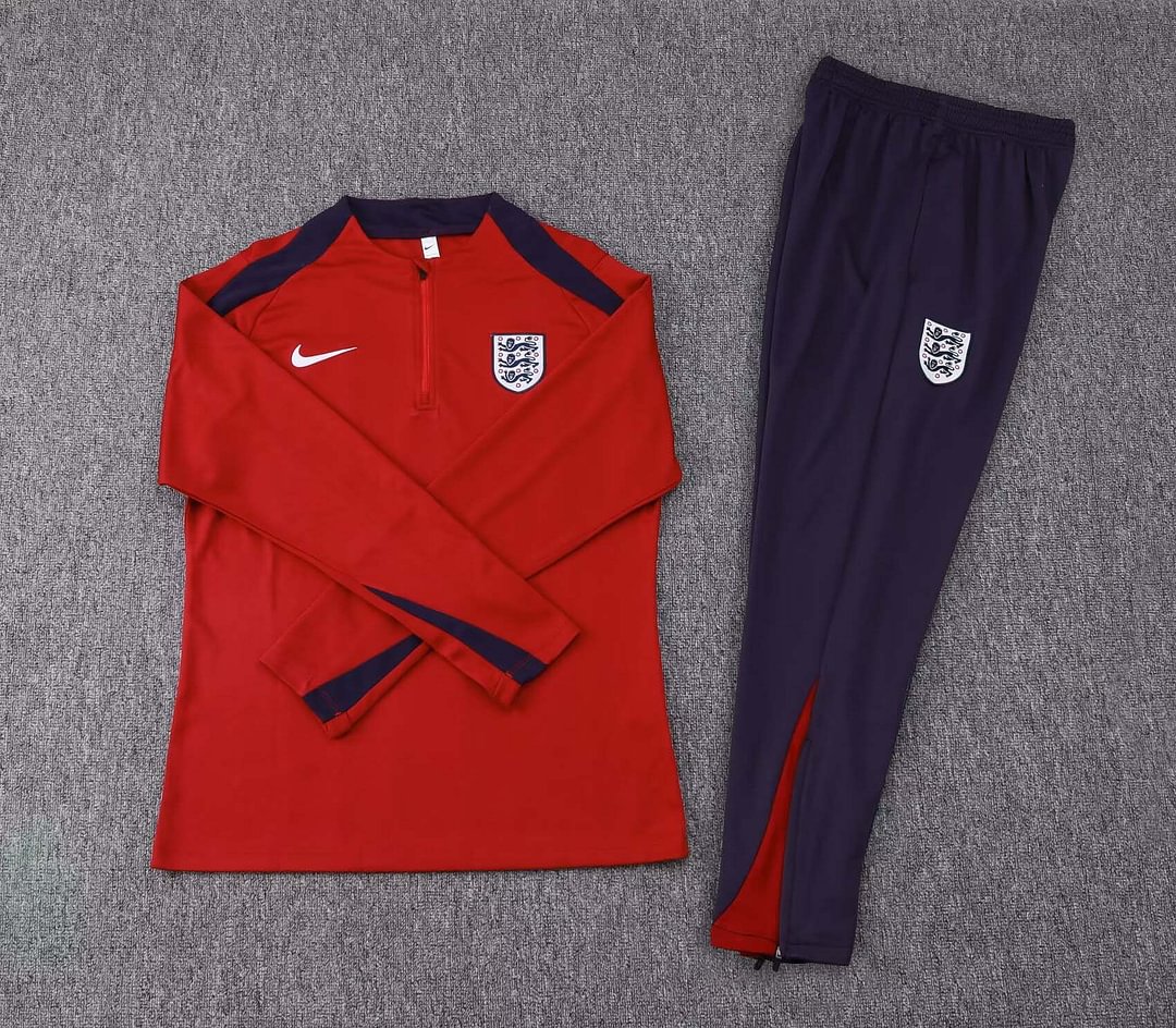 2024 England Half-Pull Training Suit Date red Soccer Jersey Set-mysite Custom Football Kit- Nextkits