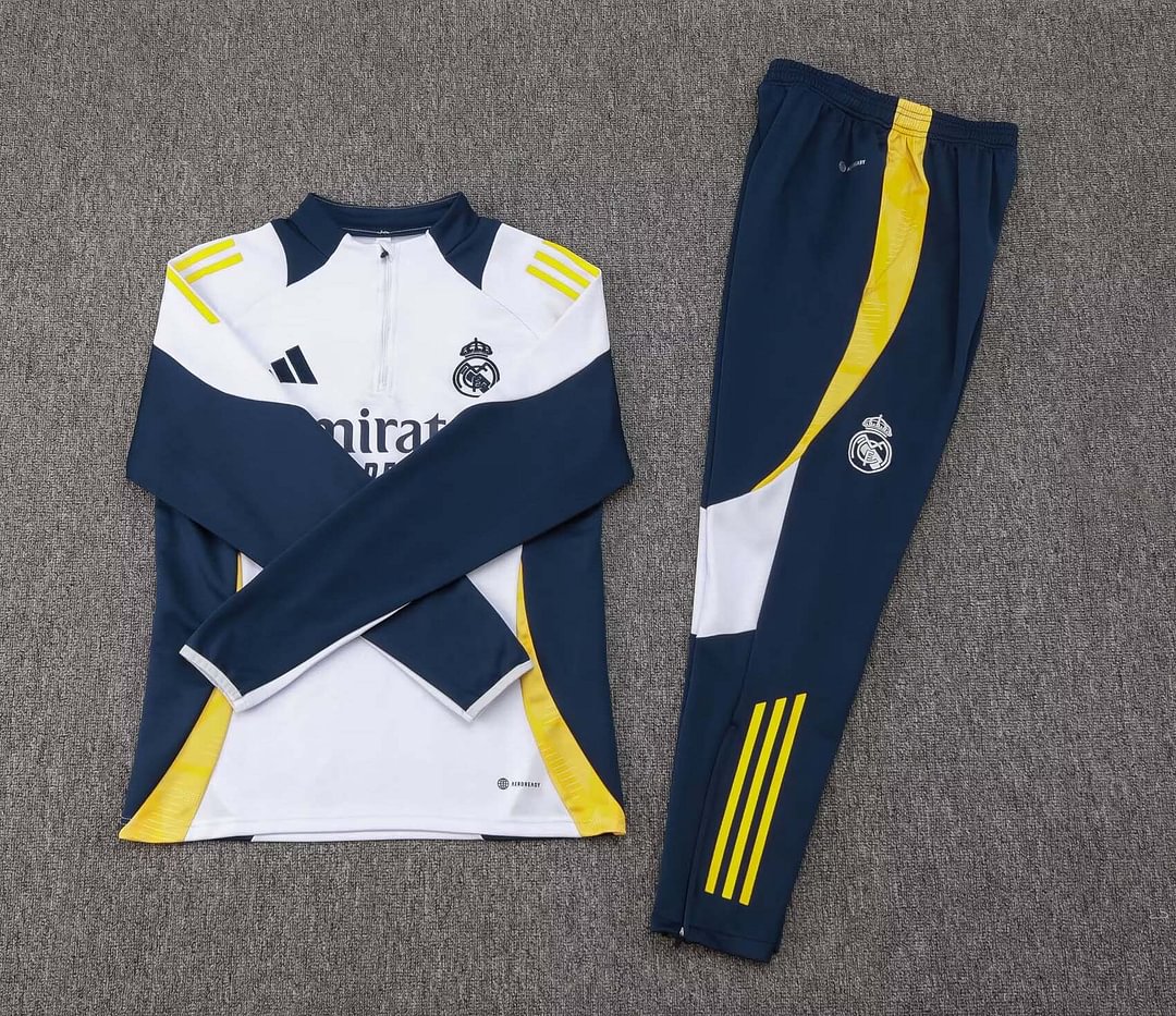 24/25 Real Madrid Half-Pull Training Suit White Football Shirt Set-mysite Custom Football Kit- Nextkits