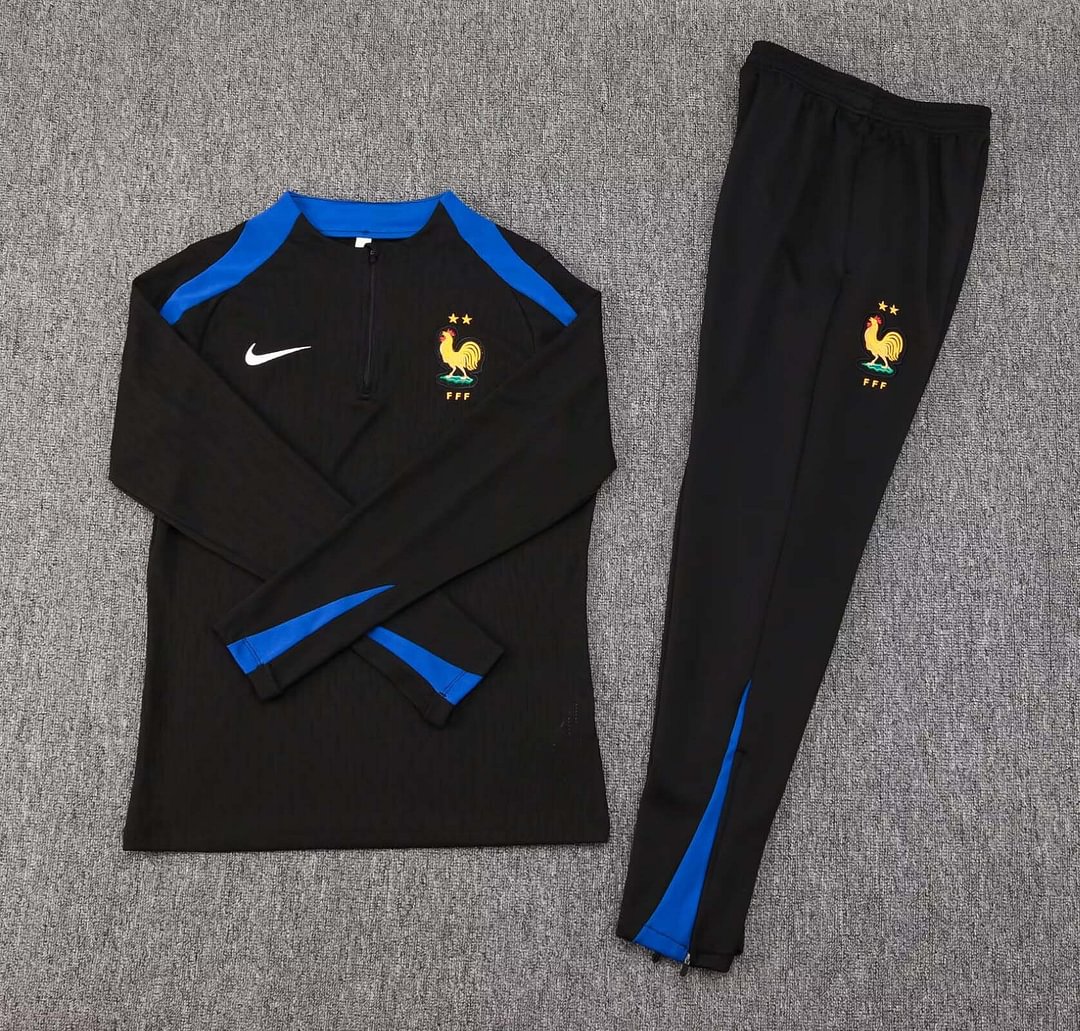 2024 Player Version France Half-Pull Training Suit Black Football Shirt Set-mysite Custom Football Kit- Nextkits
