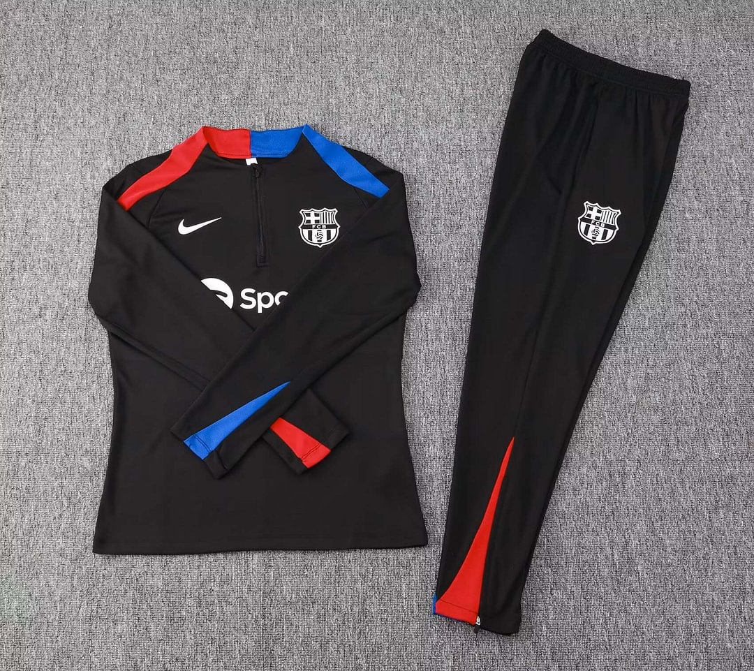 24/25 Barcelona Half-Pull Training Suit Black Jersey Set-mysite Custom Football Kit- Nextkits
