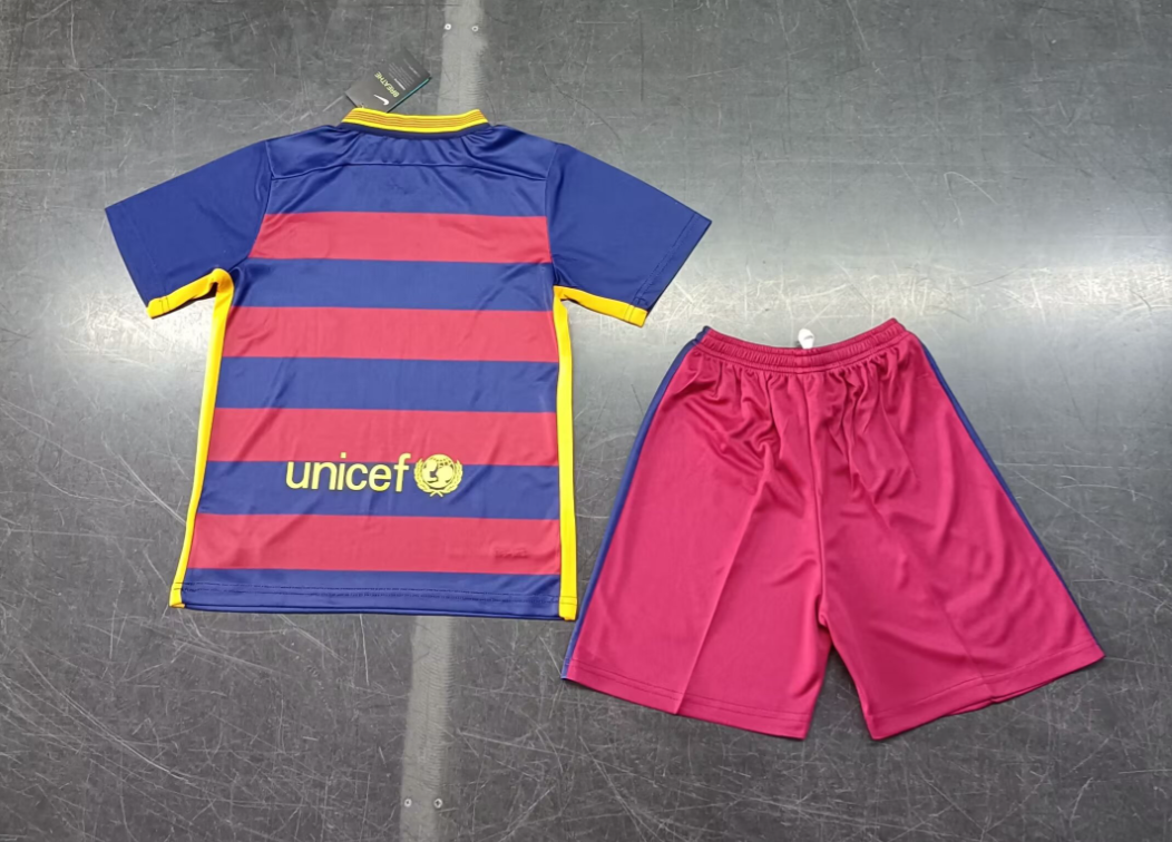 15/16 Retro Barcelona Home Football Shirt Kids Size Suit-mysite Custom Football Kit- Nextkits