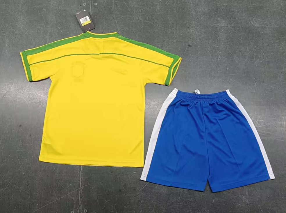 1998 Retro Brazil Home Football Shirt Kids Size Suit-mysite Custom Football Kit- Nextkits