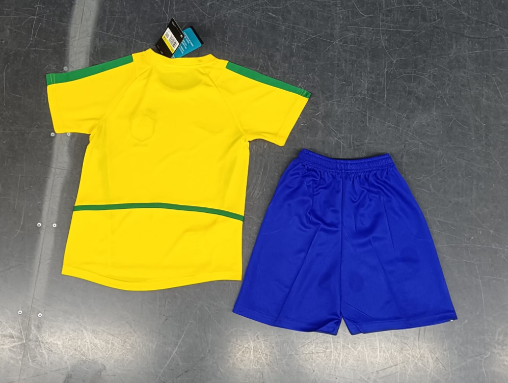2002 Retro Brazil Home Football Shirt Kids Size Suit-mysite Custom Football Kit- Nextkits