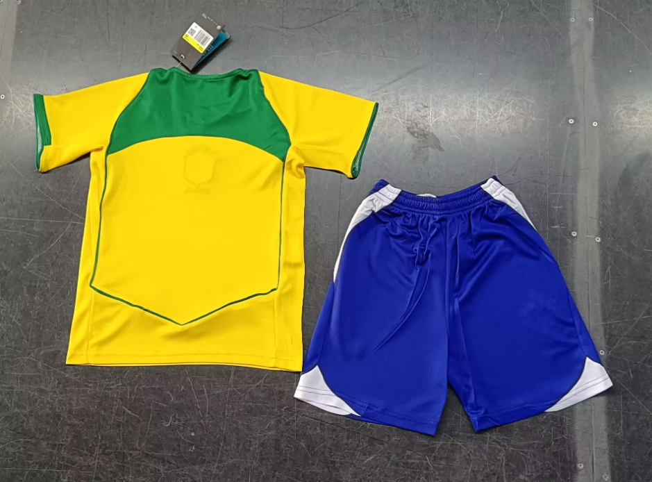 2004 Retro Brazil Home Football Shirt Kids Size Suit-mysite Custom Football Kit- Nextkits