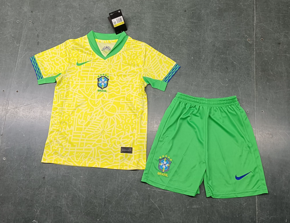 23/24 Brazil Home Football Shirt Kids Size Suit-mysite Custom Football Kit- Nextkits