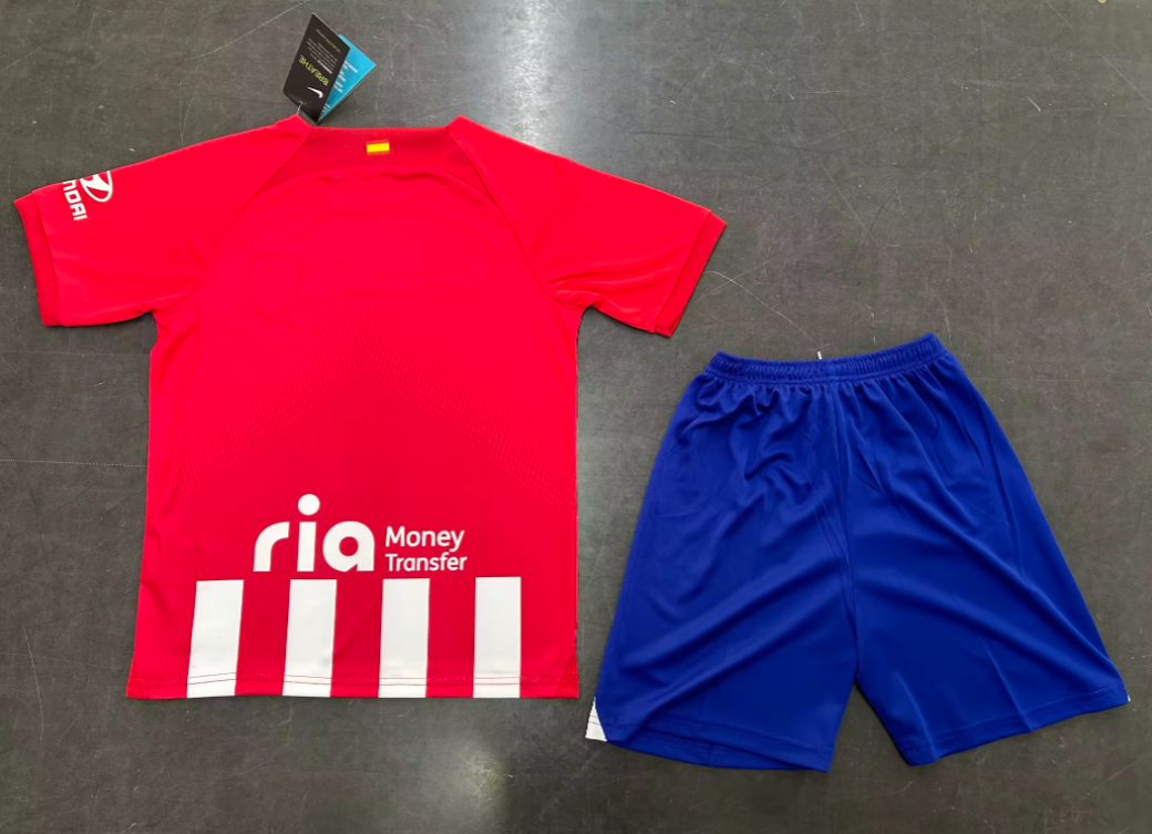 23/24 Atletico Madrid Home Football Jersey Kids Size Suit-mysite Custom Football Kit- Nextkits